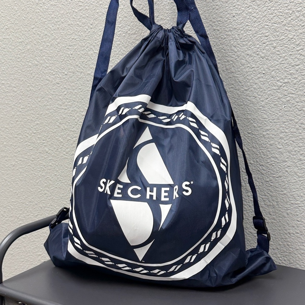 Skechers Blue and White Drawstring Bag
